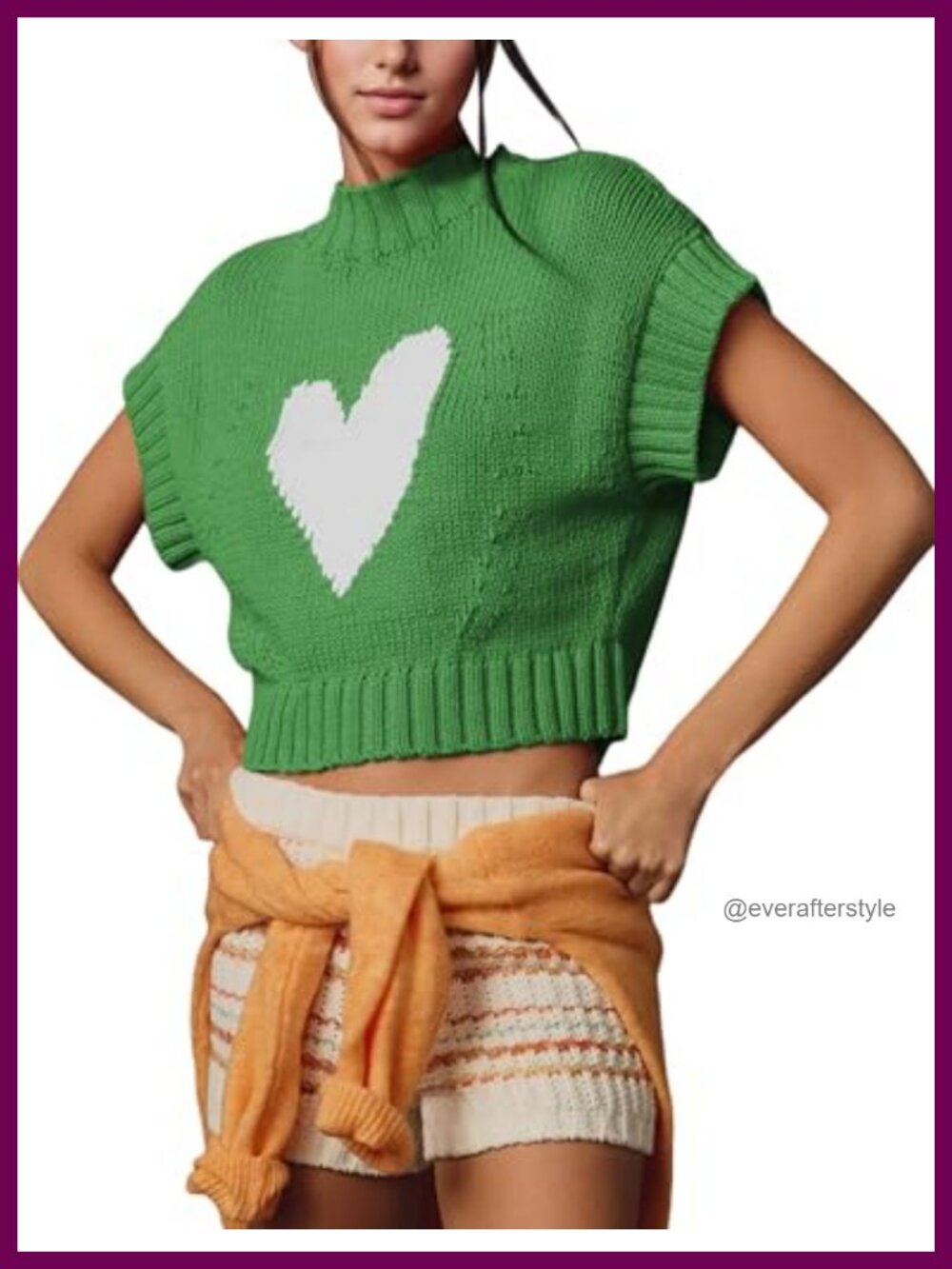 Women's Cotton Knit Sweater Vest Mock Neck Cap Sleeve Crop Pullover